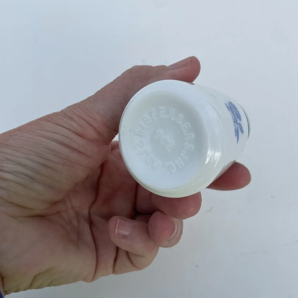 Vintage Dispensers Inc replacement white glass blue flower pepper shaker